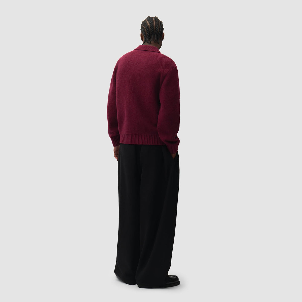 Arte Antwerp Stencil Zip Cardigan Bordeaux, silhouette complète de dos