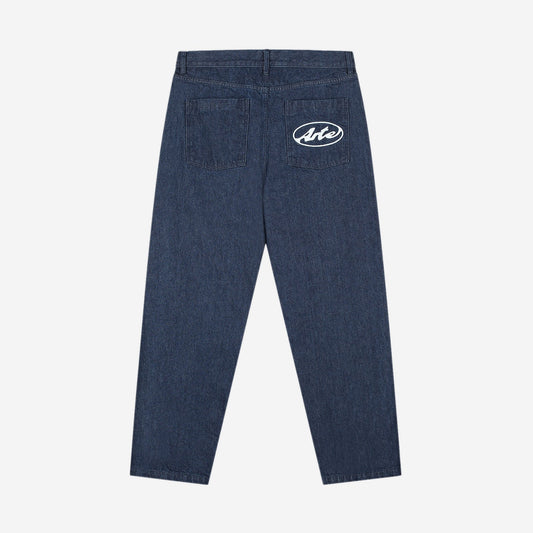 Arte Antwerp Circle Logo Pocket Pants Raw Denim, vue de face