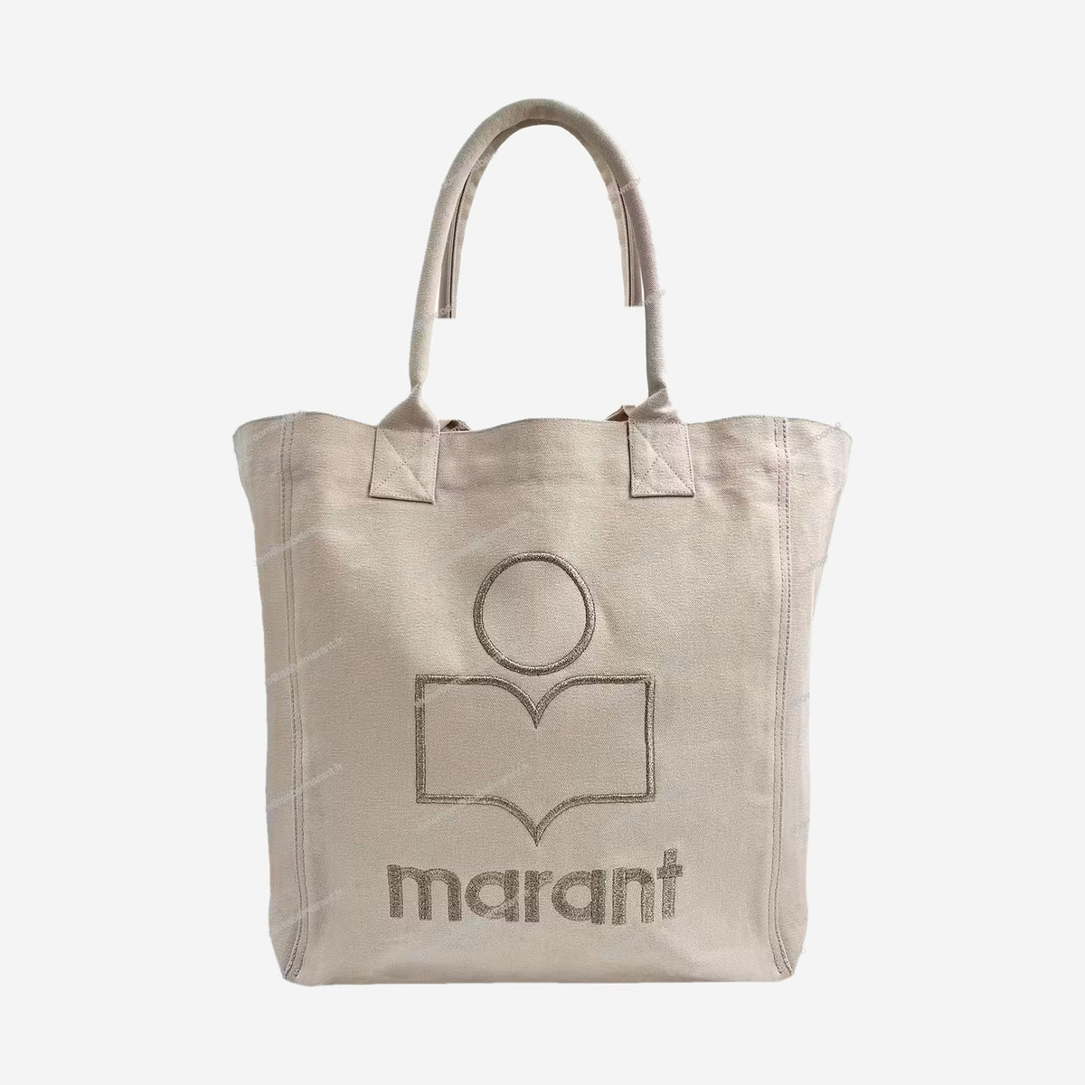Isabel Marant Small Yenky Cream, petit cabas en toile de coton crème avec logo Marant brodé ton sur ton, chez For The Week à Ajaccio