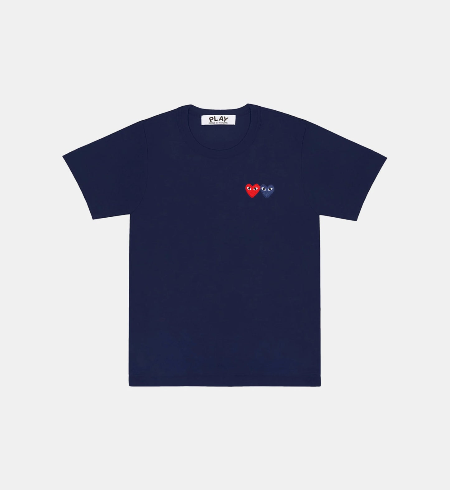 CDG Play Tshirt Double Heart Navy