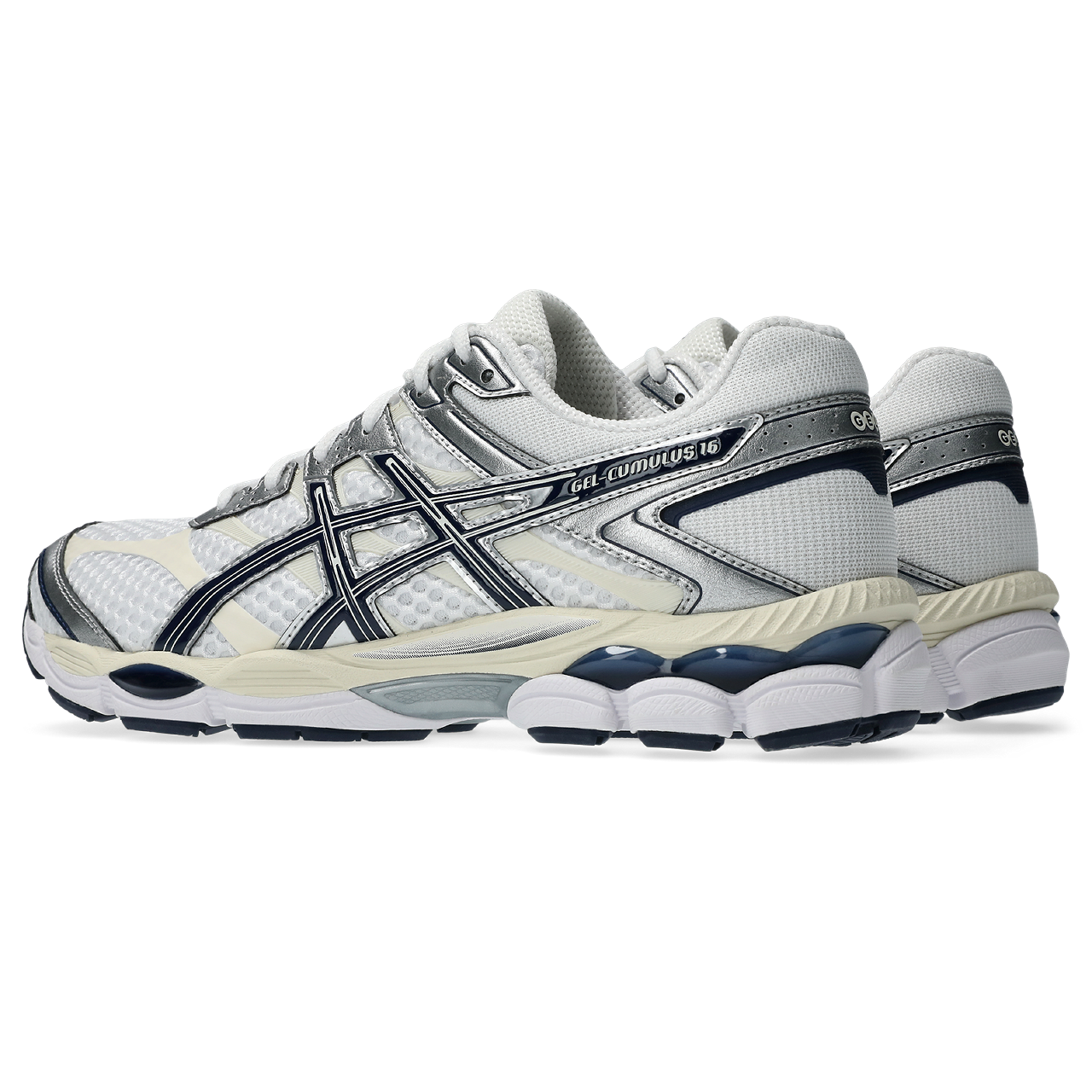 Asics GEL Cumulus 16 White / Midnight vue de biais de dos