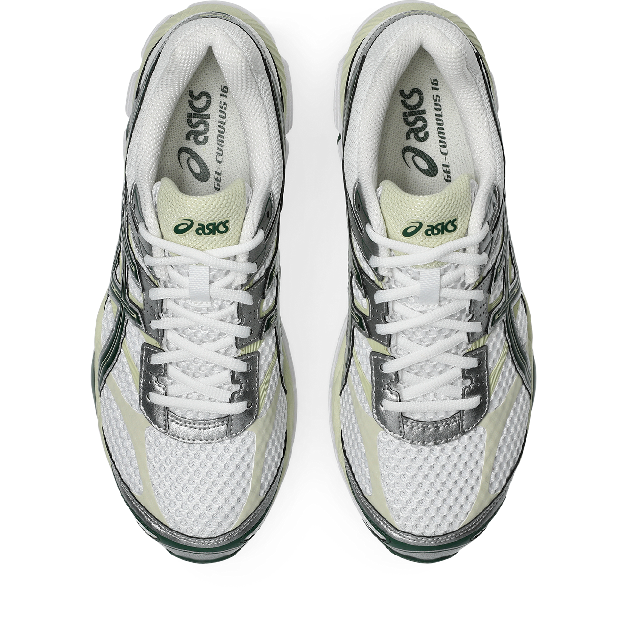 Asics GEL Cumulus 16 White / Forest Night vue de'en haut