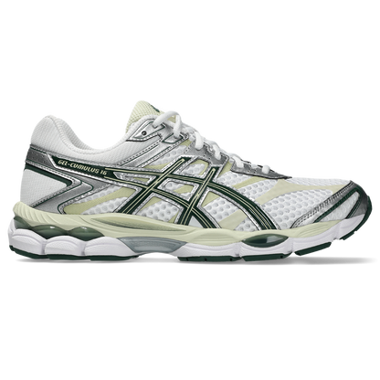 Asics GEL Cumulus 16 White / Forest Night vue de profil