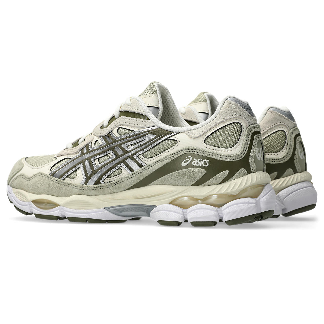 Asics GEL NYC Khaki Pure Silver vue de biais de dos