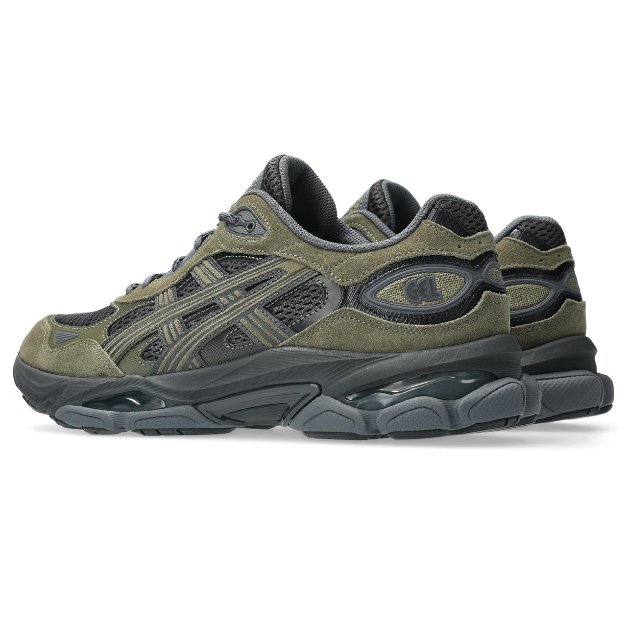 Asics Gel NYC 2.0 Graphite Grey Loden Green vue de biais de dos 