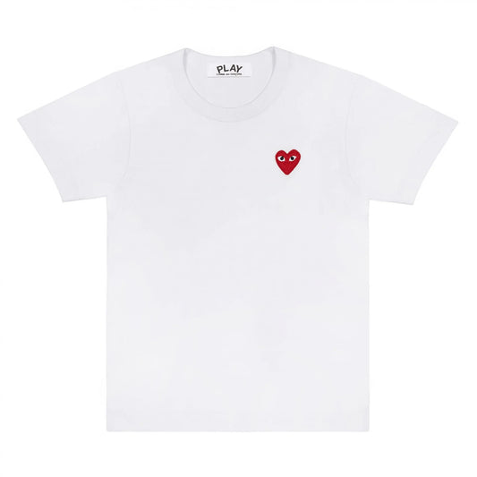 CDG Play Tshirt Red Hearth White