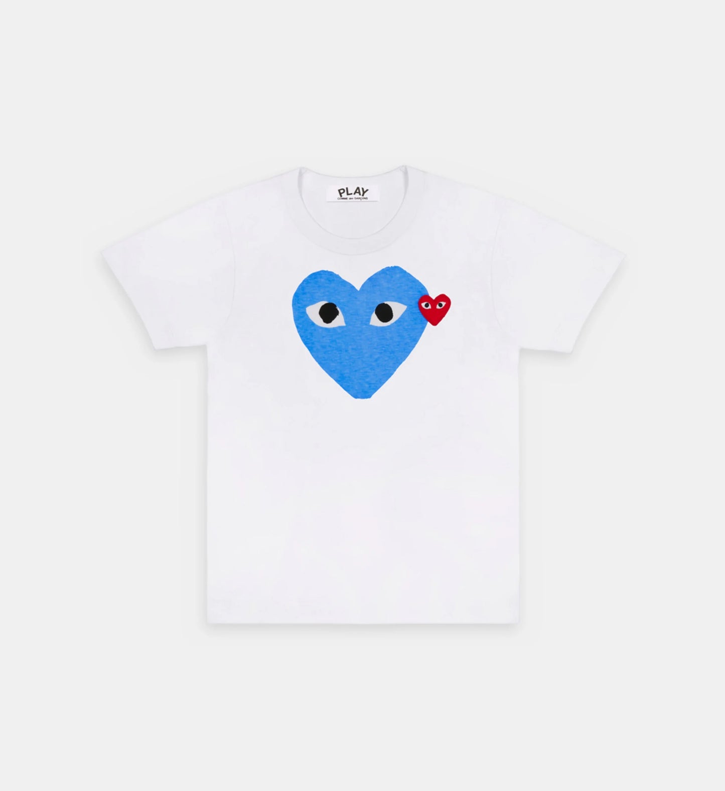 CDG Play Tshirt Double Heart White/Blue