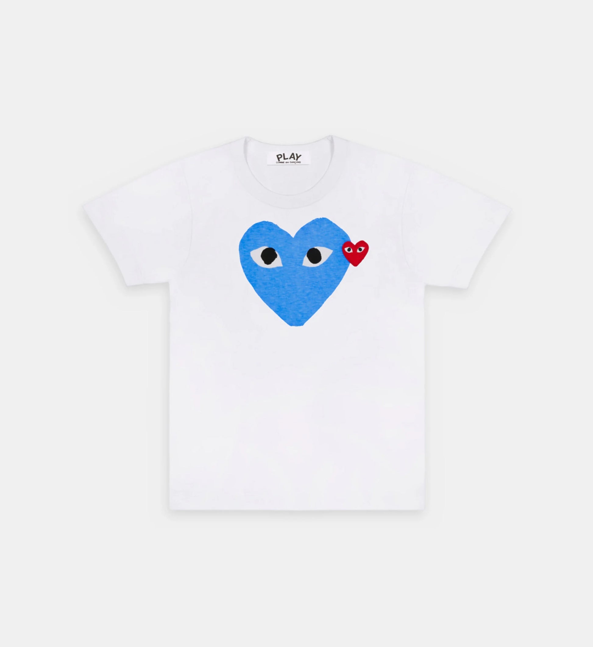 CDG Play Tshirt Double Heart White/Blue