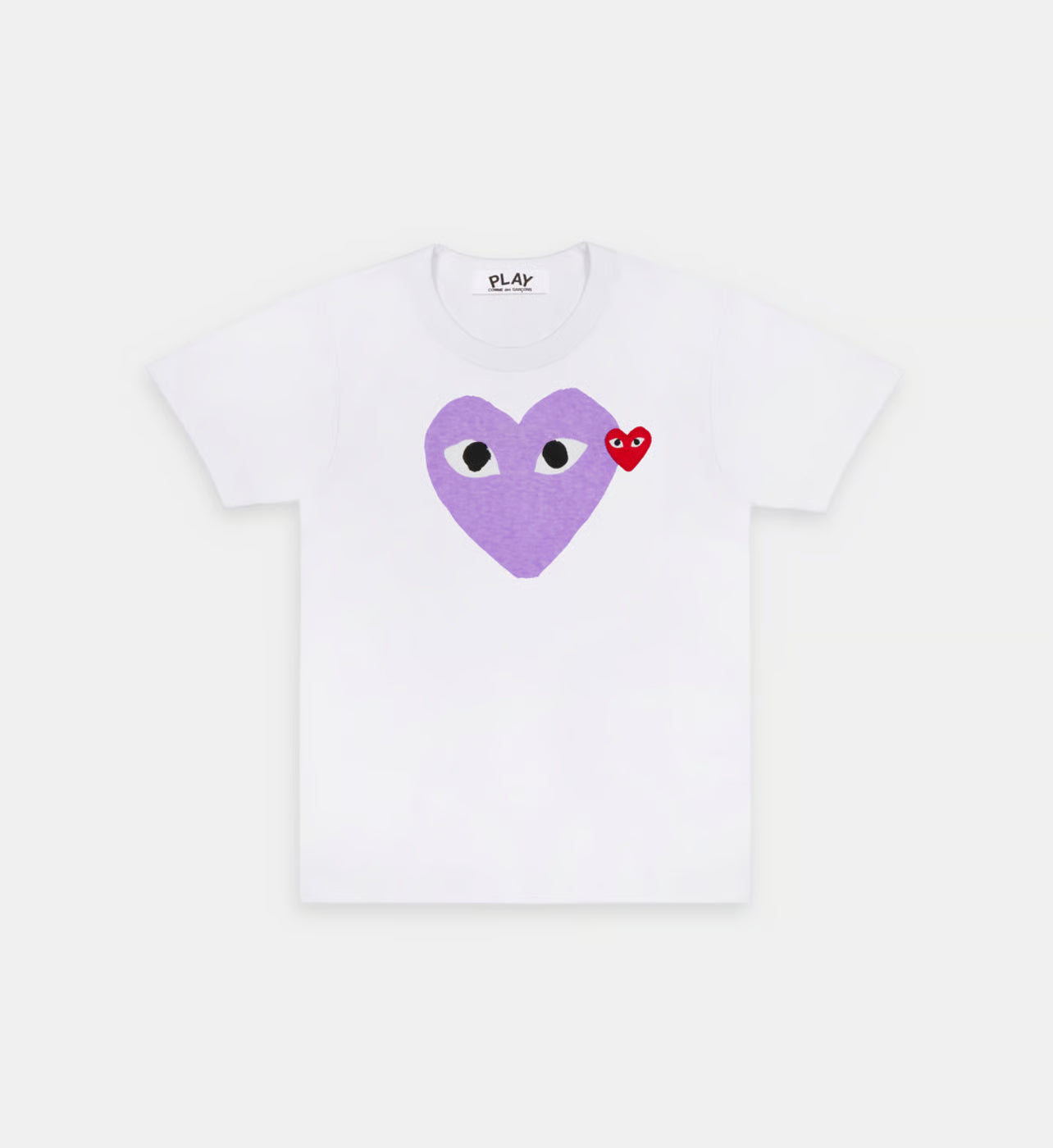CDG Play Tshirt Double Heart White/Purple