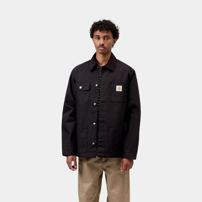 Carhartt WIP Michigan Coat Black/Black, porté, vue de face