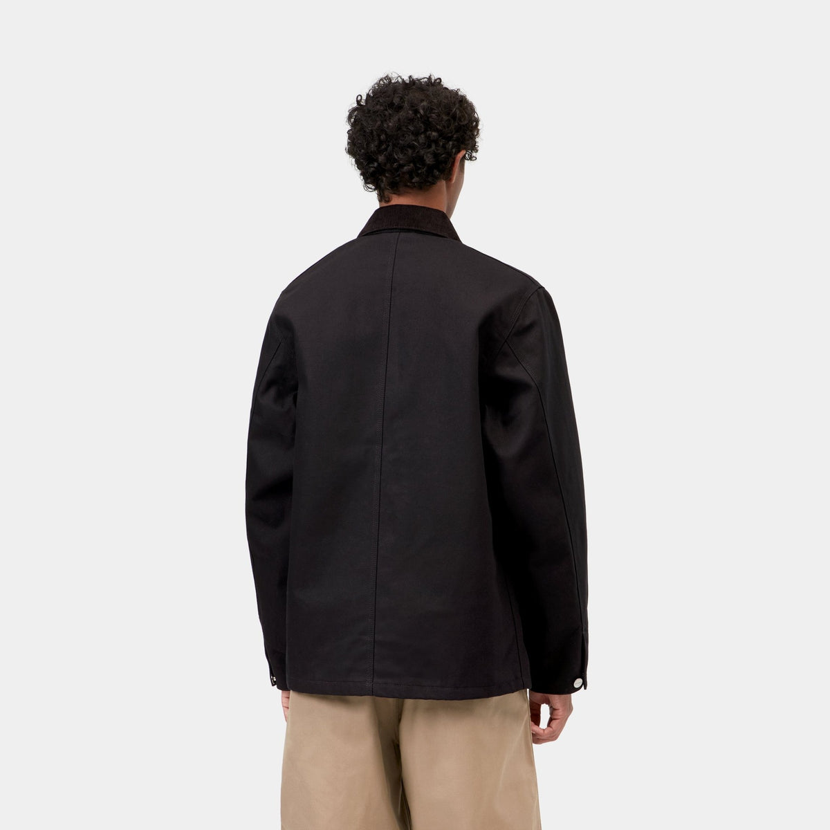 Carhartt WIP Michigan Coat Black/Black, porté, vue de dos