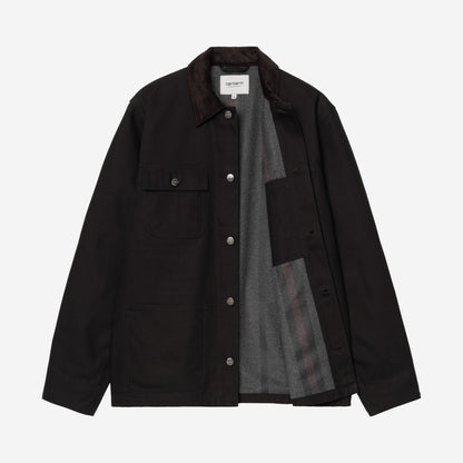 Carhartt WIP Michigan Coat Black/Black, à plat, ouverte sur la doublure