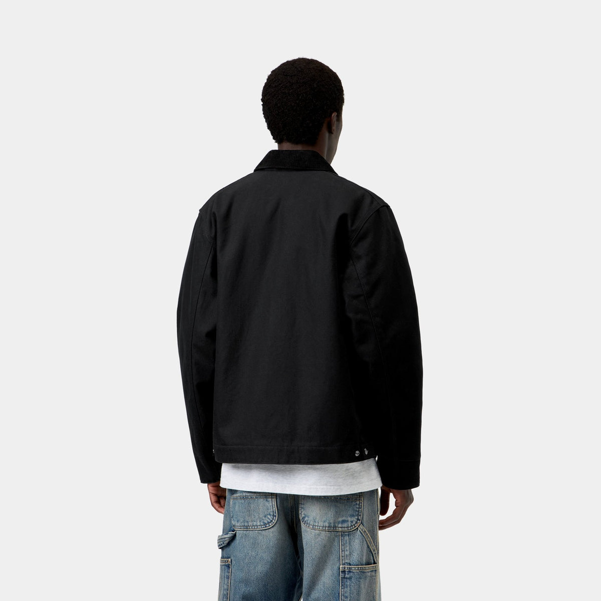 Carhartt WIP Detroit Jacket Black/Black, porté, vue de dos