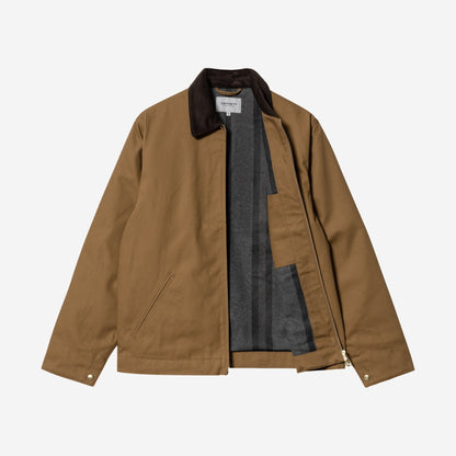 Carhartt WIP Detroit Jacket Hamilton Brown/Tobacco, à plat, ouverte sur la doublure