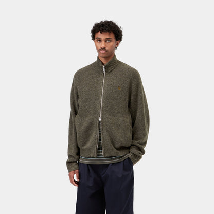 Carhartt WIP Curtis Sweater Jacket Tangled Shungite, porté