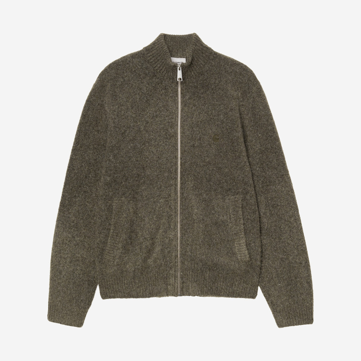 Carhartt WIP Curtis Sweater Jacket Tangled Shungite, à plat, vue de face