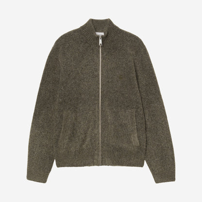Carhartt WIP Curtis Sweater Jacket Tangled Shungite, à plat, vue de face