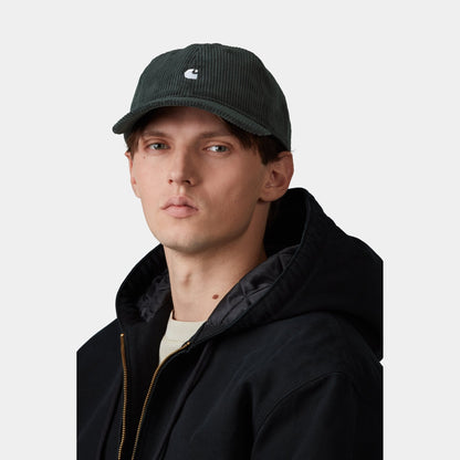 Carhartt WIP Harlem Cap Raven/White, porté, vue de face