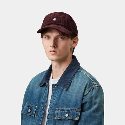 Carhartt WIP Harlem Cap Amarone/White, porté, vue de face