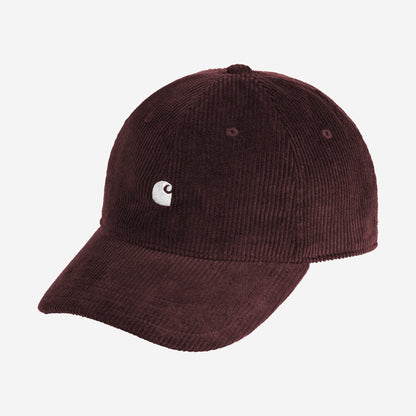 Carhartt WIP Harlem Cap Amarone/White, à plat, vue de face