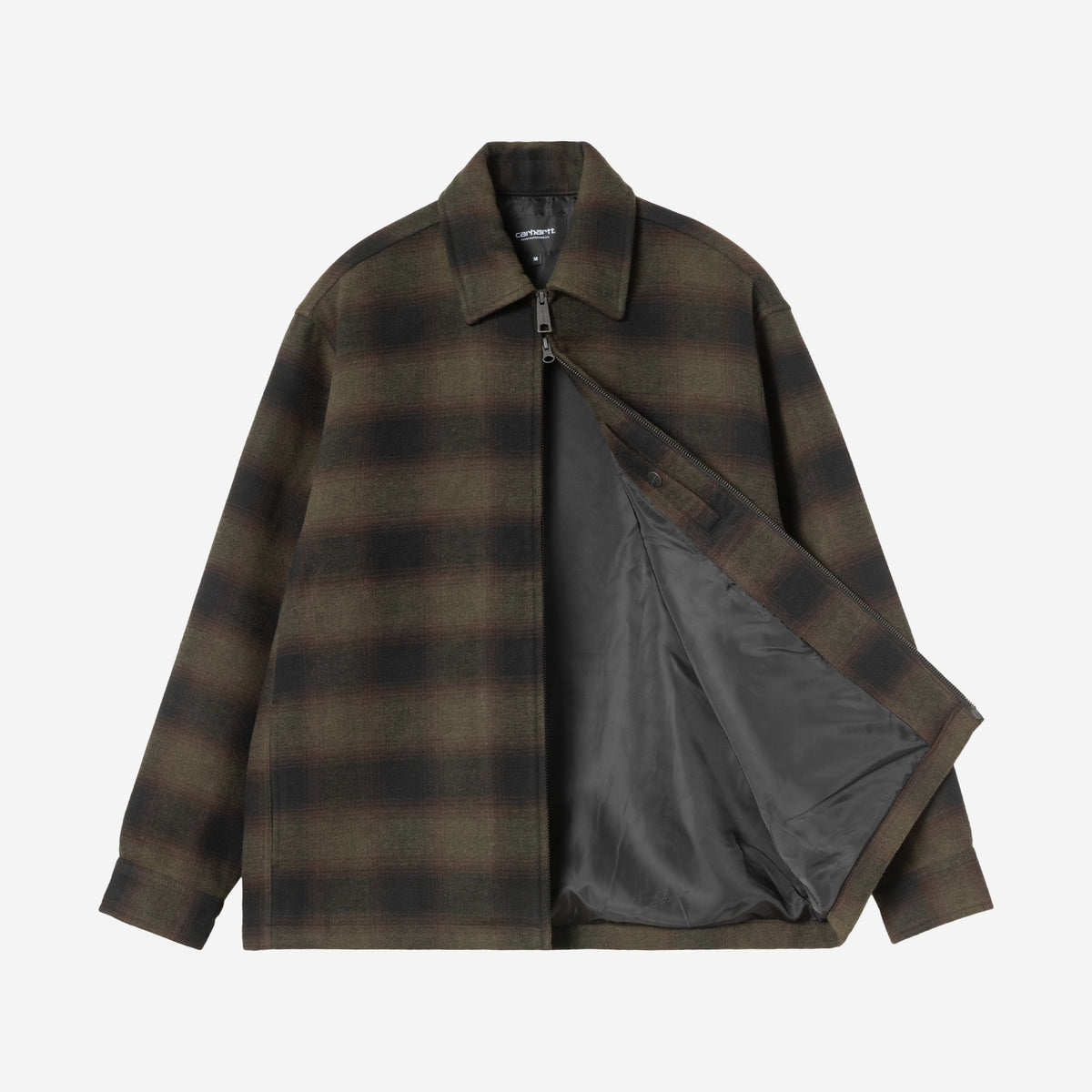 Carhartt WIP Alton Jacket Alton Check Cypress, à plat, ouverte sur la doublure