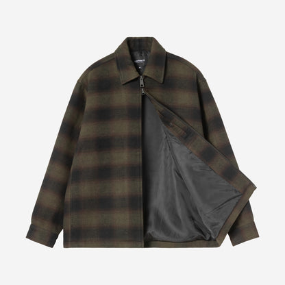 Carhartt WIP Alton Jacket Alton Check Cypress, à plat, ouverte sur la doublure
