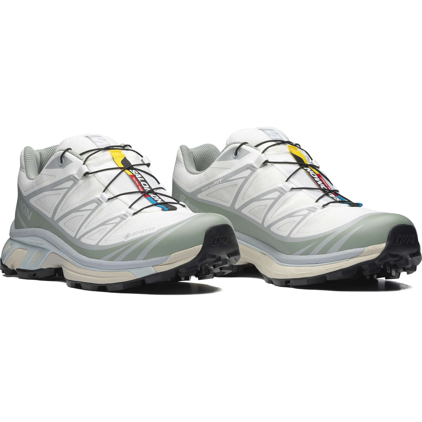 Salomon XT-6 GTX White / Green Milieu vue de biais