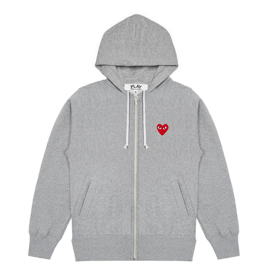 CDG Play Sweatshirt Zip Grey