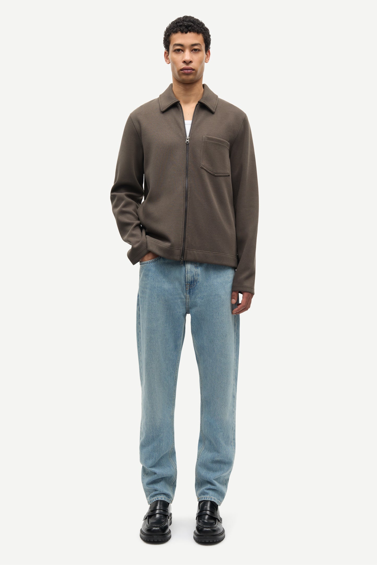 Samsoe Samsoe Sahannes Full Zip Black Olive porté
