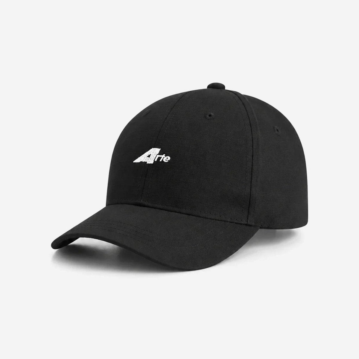 Arte Ripstop Big A Cap Black, casquette noire en coton ripstop avec logo Arte brodé blanc, disponible chez For The Week à Ajaccio