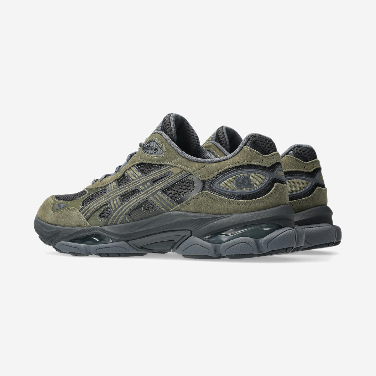 Asics GEL-NYC 2.0 Graphite Grey Loden Green, vue de trois-quarts