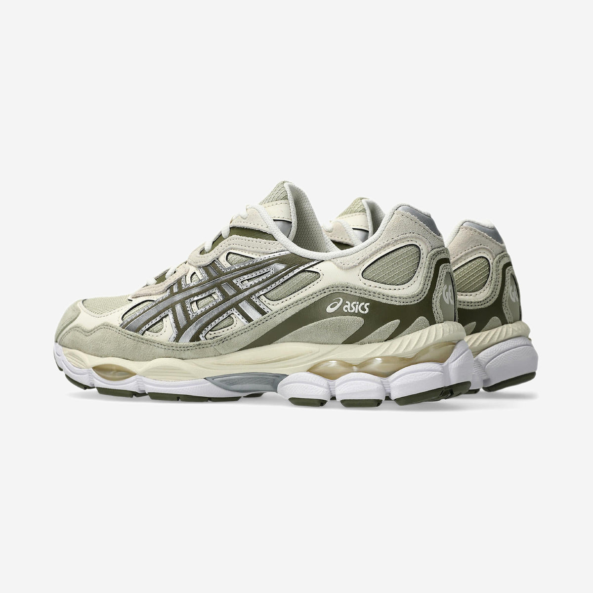 Asics GEL-NYC Khaki Pure Silver, vue de trois-quarts