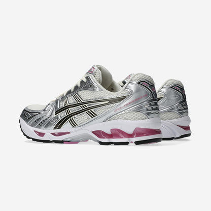 Asics GEL-Kayano 14 Cream Sweet Pink vue de trois-quarts, silhouette runner rétro Y2K