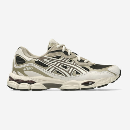 Asics GEL-NYC Black Coffee Sepia de profil, mesh noir café et renforts sépia, à essayer chez Size à Ajaccio
