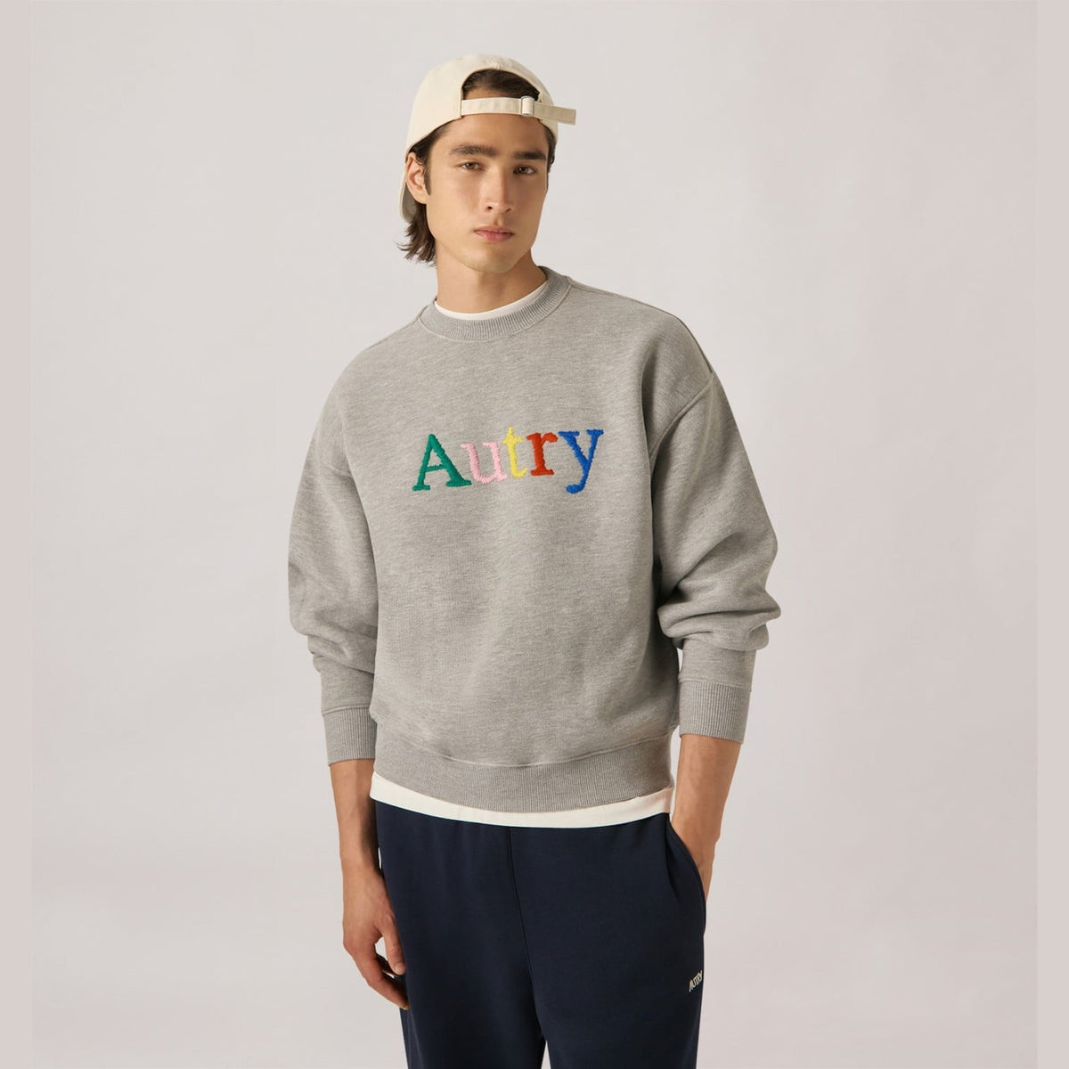Autry Sweat Logo Multicolore Gris chiné, vue 2