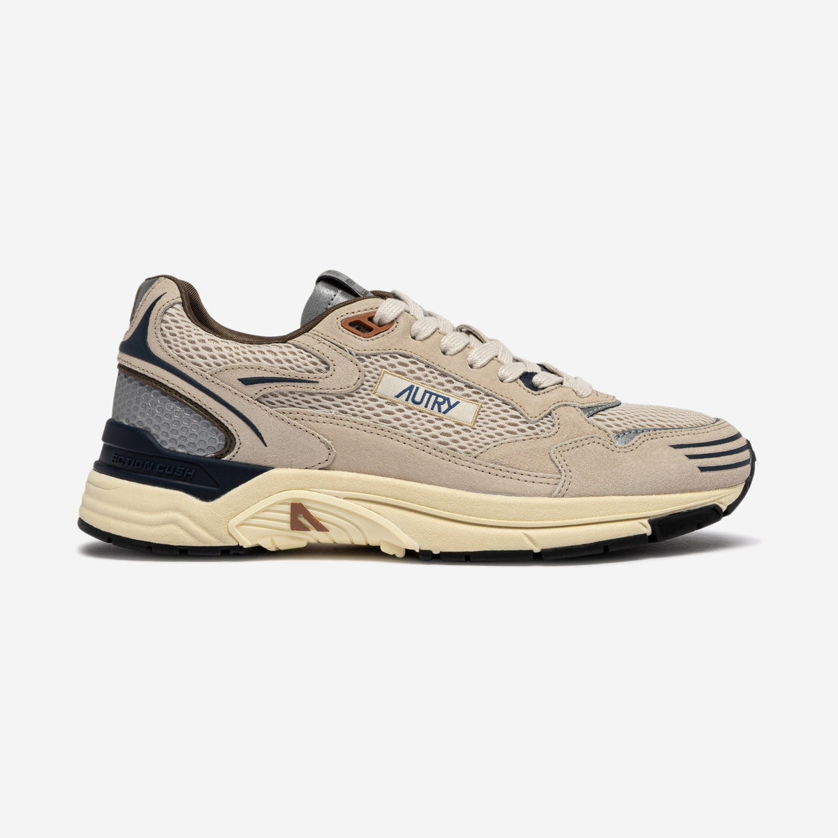 Autry Hyperway CI05, running rétro chunky en beige sable, gris et bleu marine, chez For The Week à Ajaccio