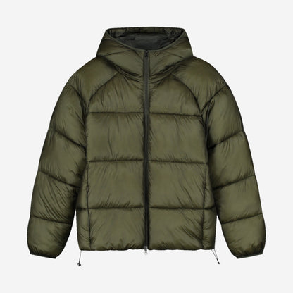 Arte Antwerp Ripstop Hooded Puffer Green, doudoune à capuche vert kaki en nylon ripstop, vue de face