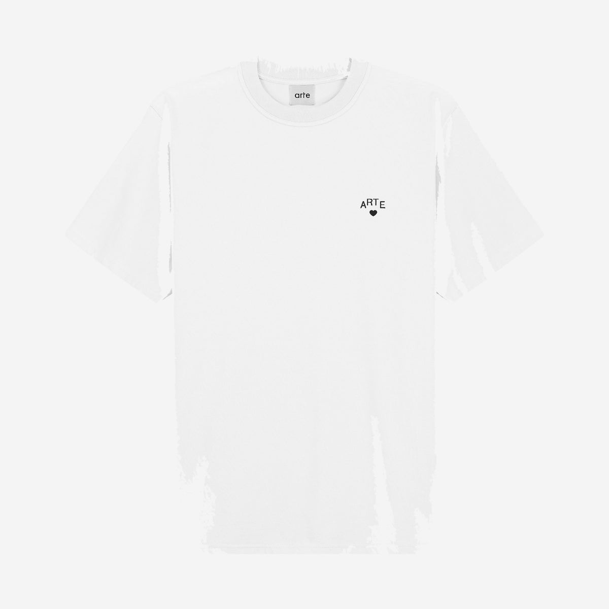 Arte Antwerp Cor T-shirt White, t-shirt blanc en coton lourd avec logo cœur ARTE brodé noir sur la poitrine