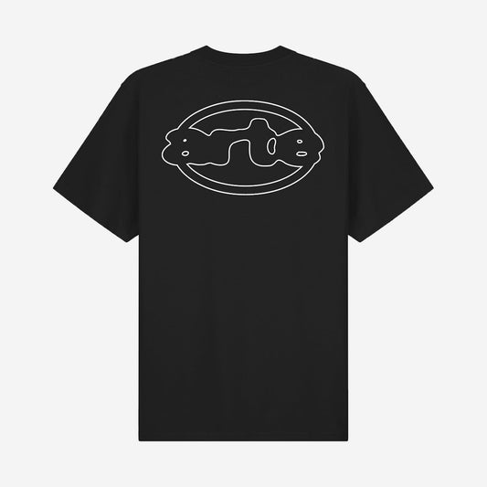 Arte Antwerp Emblem T-shirt Black, t-shirt noir avec emblème ovale arte sérigraphié en blanc dans le dos