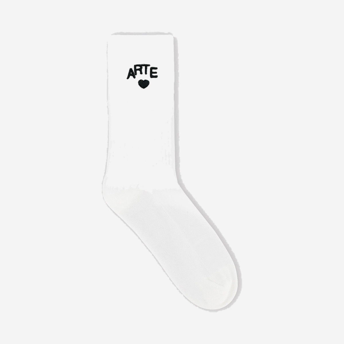 Arte Antwerp Cor Uniform Socks White, chaussettes blanches côtelées avec logo cœur ARTE brodé noir