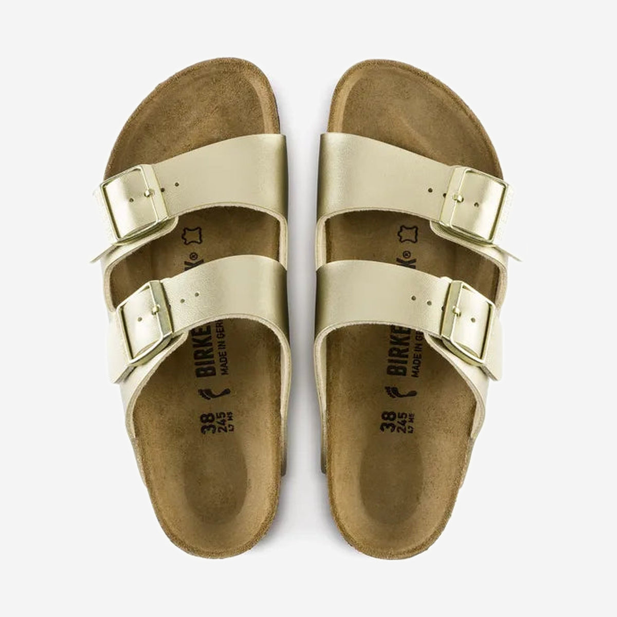 Birkenstock Arizona Gold, vue de trois-quarts