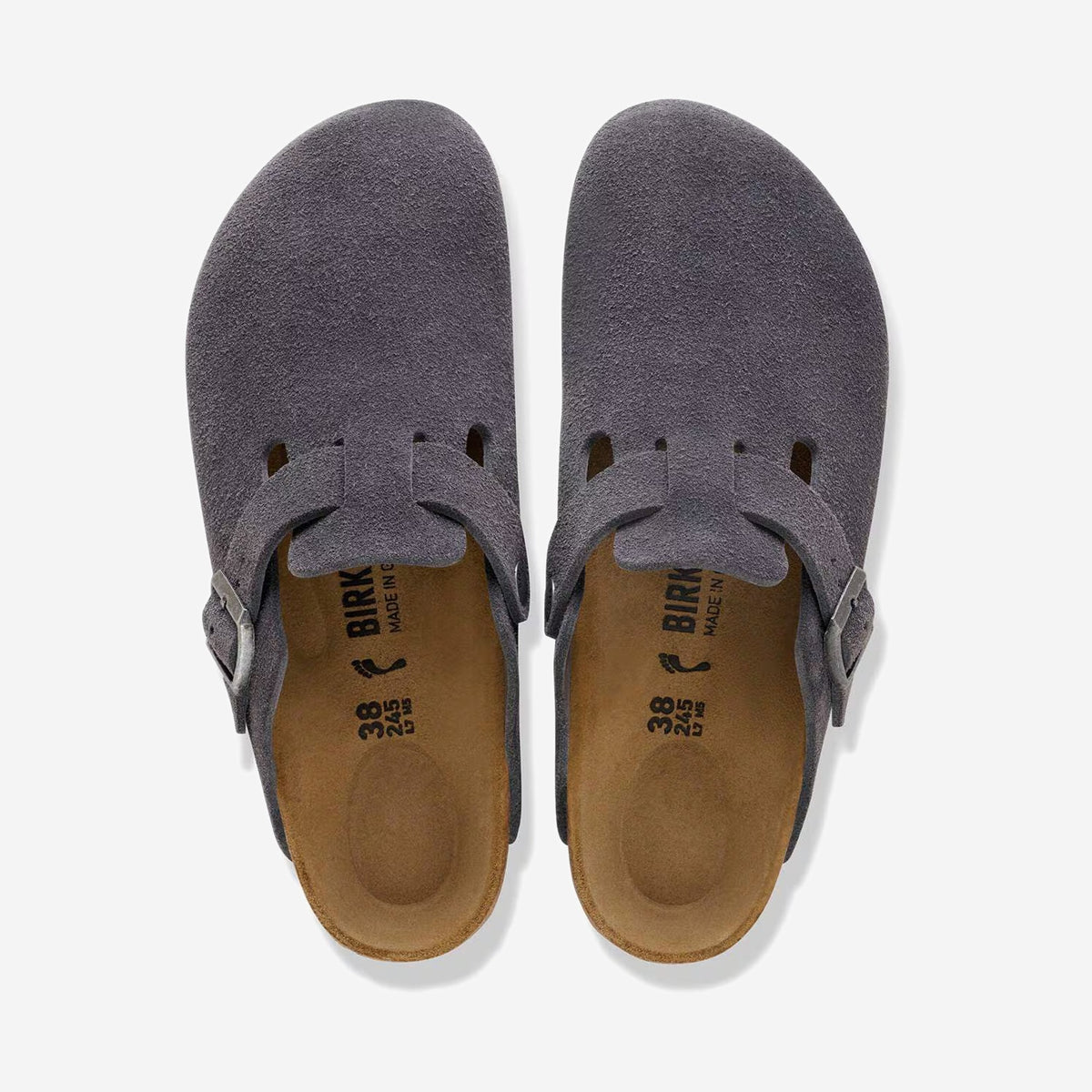 Birkenstock Boston Charcoal, vue de trois-quarts