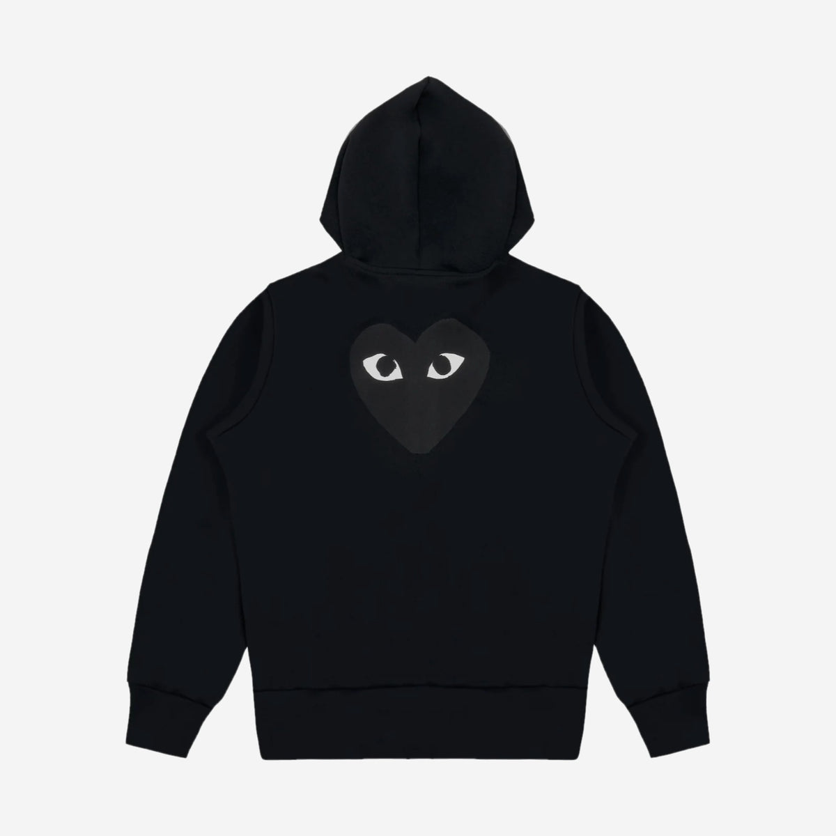 CDG Play Sweat zippé à capuche Black Heart Noir, vue de dos, grand cœur noir imprimé