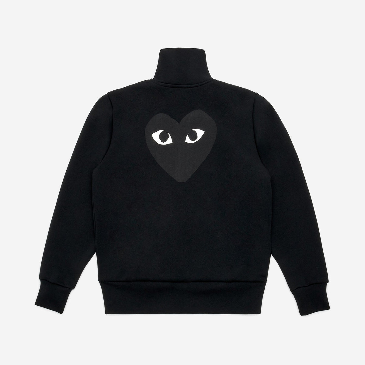 CDG Play Zip Track Jacket Black Heart Noir, vue de dos, grand cœur noir imprimé