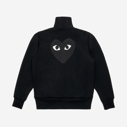 CDG Play Zip Track Jacket Black Heart Noir, vue de dos, grand cœur noir imprimé