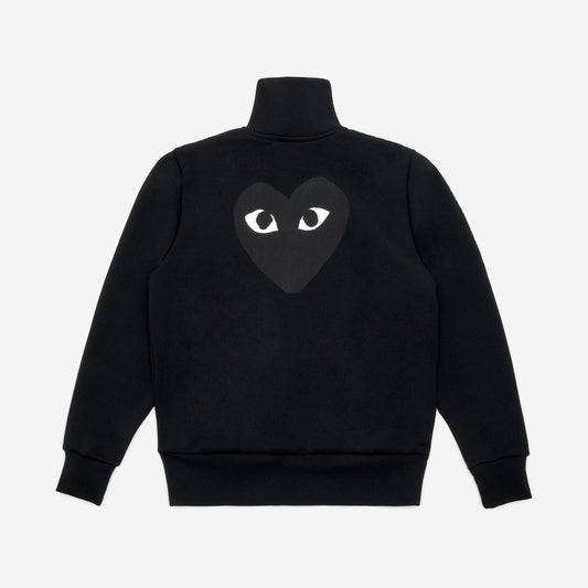 CDG Play Zip Track Jacket Black Heart Noir, vue de dos, grand cœur noir imprimé