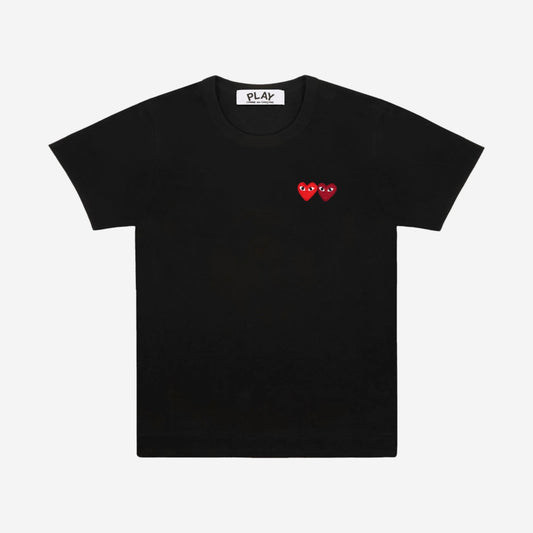 Comme des Garçons PLAY Tshirt Double Heart Black, Comme des Garçons PLAY disponible chez For The Week à Ajaccio