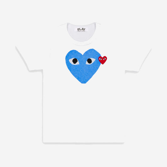 Comme des Garçons PLAY Tshirt Double Heart White/Blue, Comme des Garçons PLAY disponible chez For The Week à Ajaccio