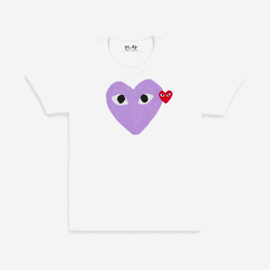 Comme des Garçons PLAY Tshirt Double Heart White/Purple, Comme des Garçons PLAY disponible chez For The Week à Ajaccio