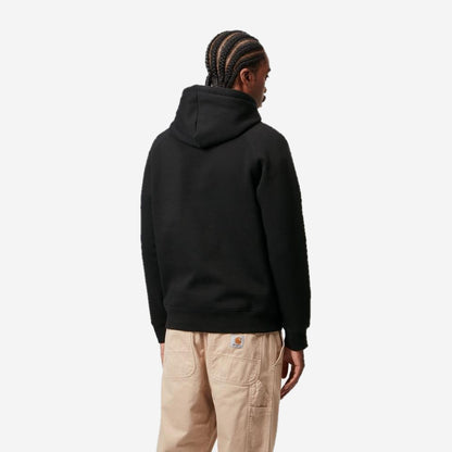 Carhartt WIP Hooded Chase Sweatshirt Black/Gold, porté, vue de dos